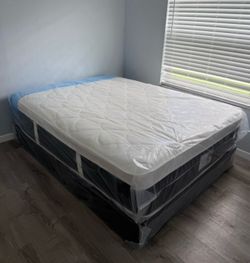 New Queen Plush Pillowtop Set (mattress And Box)