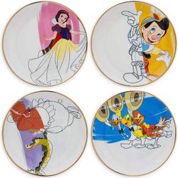 Disney Parks Ink & Paint Collection Set of 4 Ceramic Salad Plates Snow White