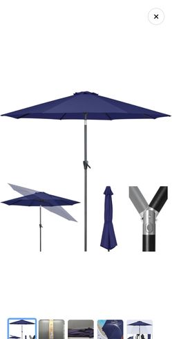 Tempera Patio Market Outdoor Table Umbrella with Push Button Tilt and Crank, Large Sun Umbrella with Sturdy Pole & Fade Resistant Canopy, Easy to Set
