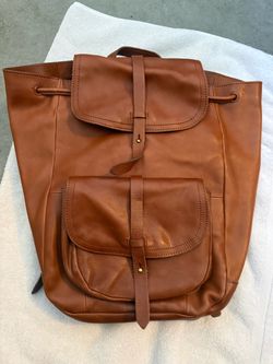 Madewell Brown Leather Backpack with Front Pockets