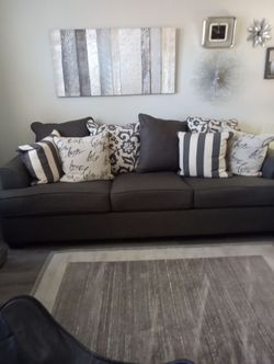 Dark Gray 3-Seat Upholstered Sofa