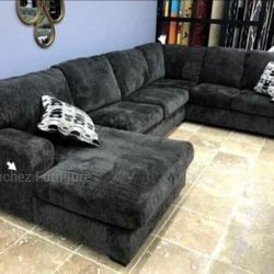 3 Pieces Smoke Color Sectional Couch Same Day Delivery