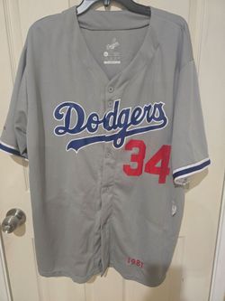 Like new!Los Angeles LA Dodgers Xlarge Fernando Valenzuela 1981 SGA Jersey Men's Gray ( reseda ca)