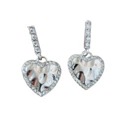 Silver Heart Drop Earrings