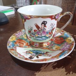 Gold Leaf Cup & Saucer 1960's China