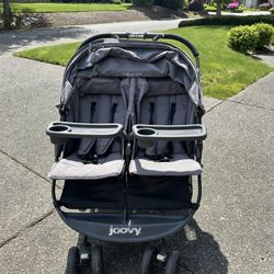 Joovy Double Stroller With Dual Snack Trays, One-hand Fold, Multi-Position Reclining Seats