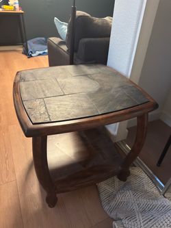 Stone and Wood Side Table