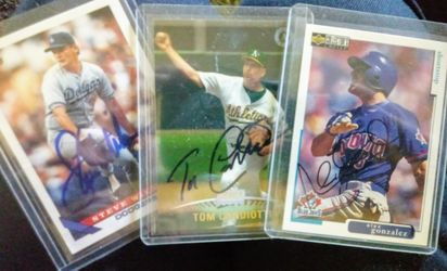 3 autographed baseball cards