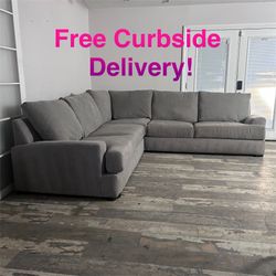 Free Curbside Delivery! Grey Sectional Couch From Broyhill