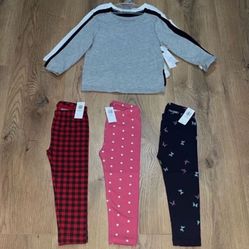 Old Navy Toddler Girl’s Leggings and Long Sleeve Solid Color Shirts, Size 2t