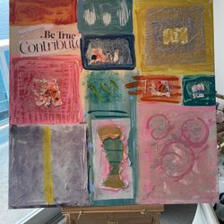 Painting Mix Technique Acrylic Papers And Plaster