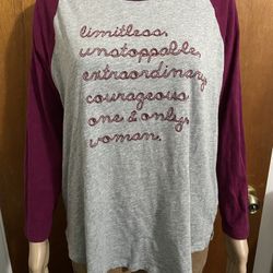 Gray & Purple Raglan Sleeve Long Sleeve Shirt Size Large