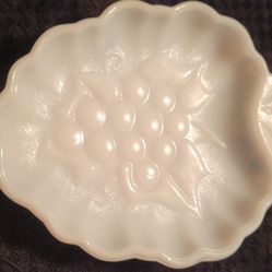 Milk Glass Hazel Atlas Strawberry & Grape Relish/nut Dish