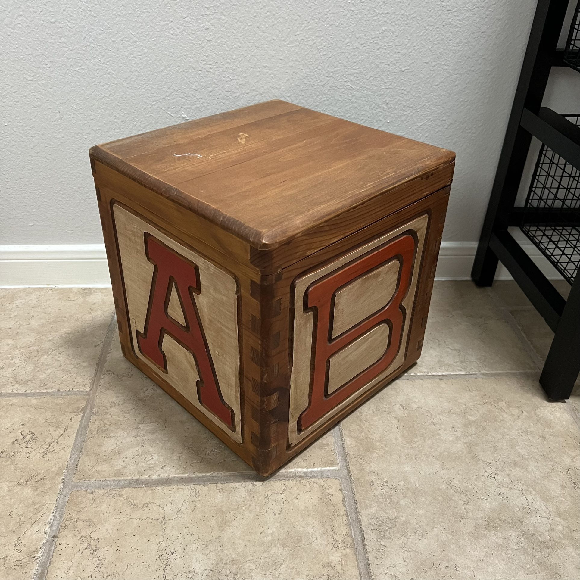 Vintage Handmade ABC Cedar Lined Solid Wood Toy Box for Sale in Cypress