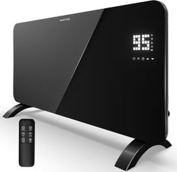 1500W Convection Space Heater, 33 Inch Electric Panel Heater for Indoor Use, Dual-purpose (Portable or Wall-mounted) Heaters with Remote, 24H Timer 