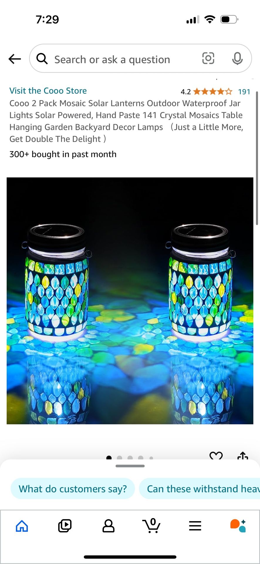Mosaic Solar Lanterns Outdoor Waterproof Jar Lights Solar Powered, Hand Paste 141 Crystal Mosaics Table Hanging Garden Backyard Decor Lamps （Just a Li