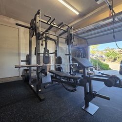 Vesta Smith Machine 1001 | Adj Bench W/ Leg Developer And Preacher Station |Gym Equipment | Fitness | Pulleys|🔴WEIGHTS AND BARBELL SOLD SEPARATELY 🔴