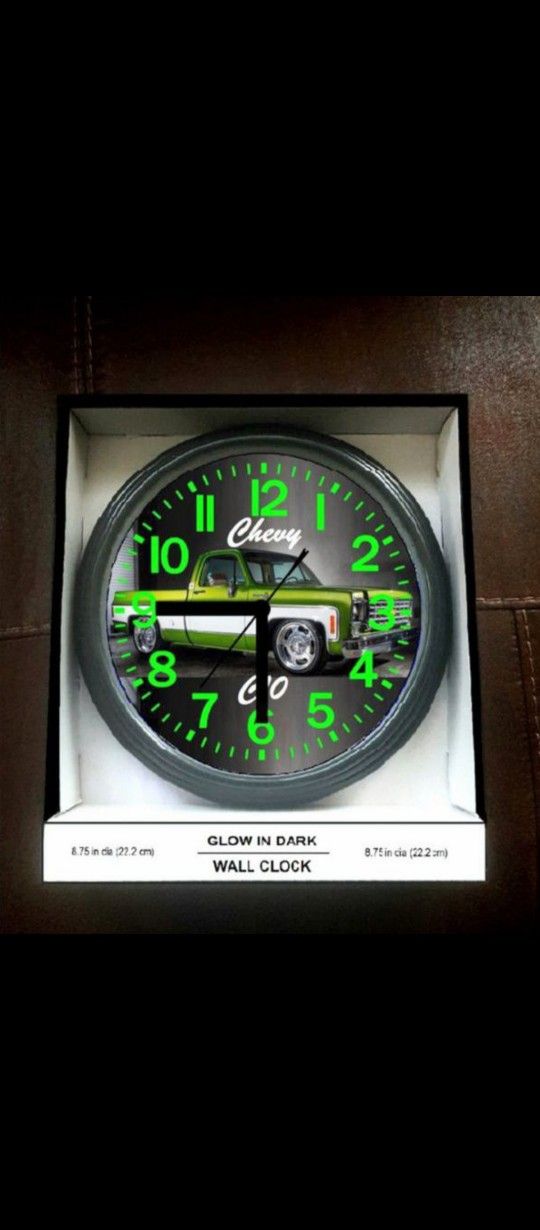 Chevy C10 Bagged Glow in the Dark Wall Clock Garage Shop Wall Clock New!