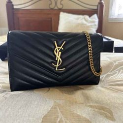 Ysl crossbody bag black & gold - ships the same day
