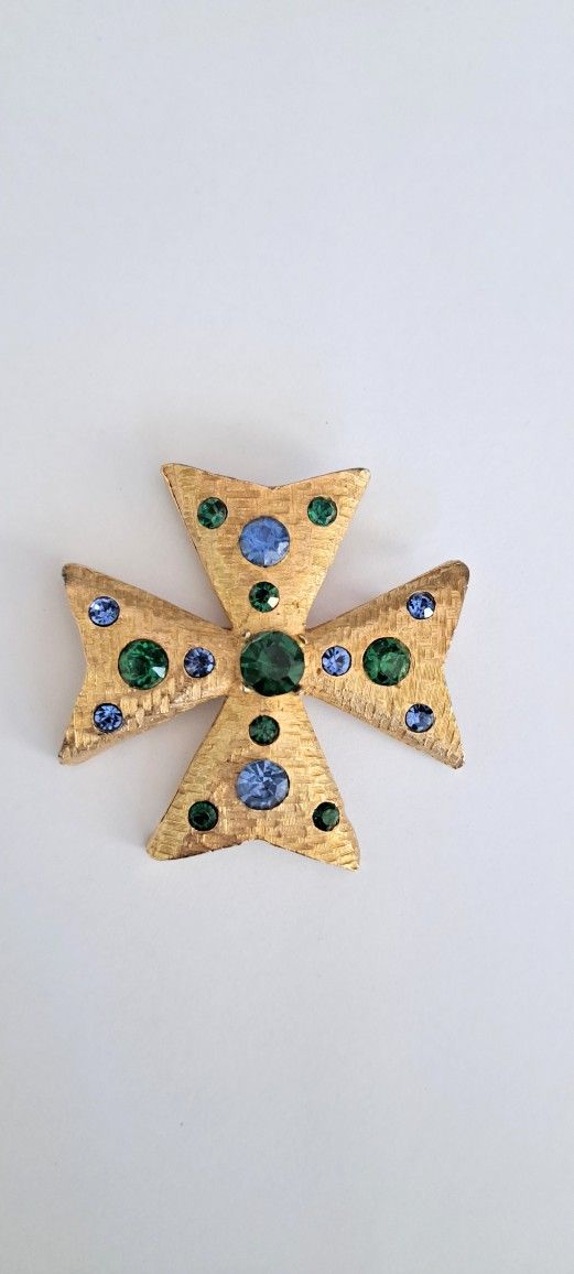 Vintage Maltese Cross Brooch/Pendant, 2"