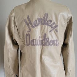 Harley-Davidson Women's Tan Leather Jacket, Size Large 