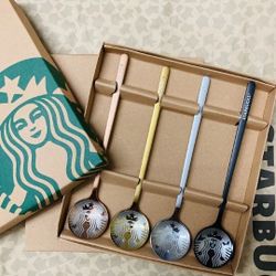 4pcs Starbucks Coffee Spoons Set Colorful Stainless steel304 Spoon Gift