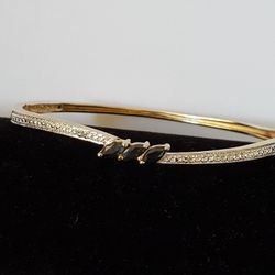 Beautiful vintage Bracelet with black stone and Crystal stones,12.67g Sz 7.5"
