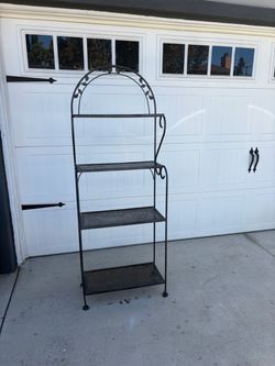 Gray Wrought Iron 4-Tier Bakers Rack