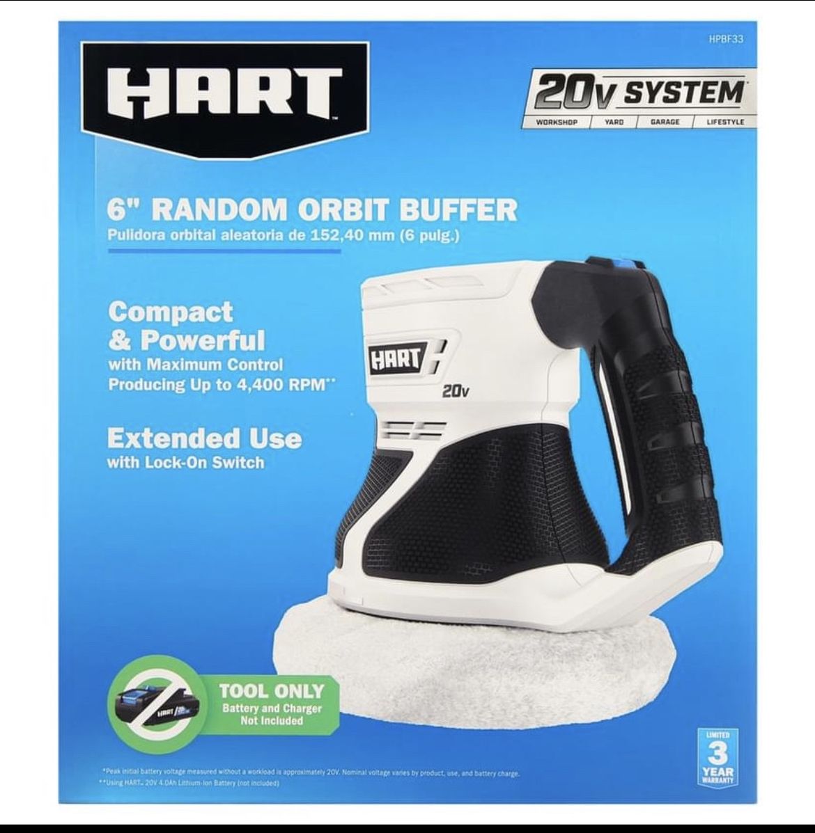 HART 20-Volt Cordless 6-inch Buffer (Battery Not Included)