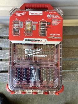 Milwaukee SHOCKWAVE Impact Duty Alloy Steel Screw Driver Bit Set with PACKOUT Case (60-Piece).  Brand NEW.  NUEVO.