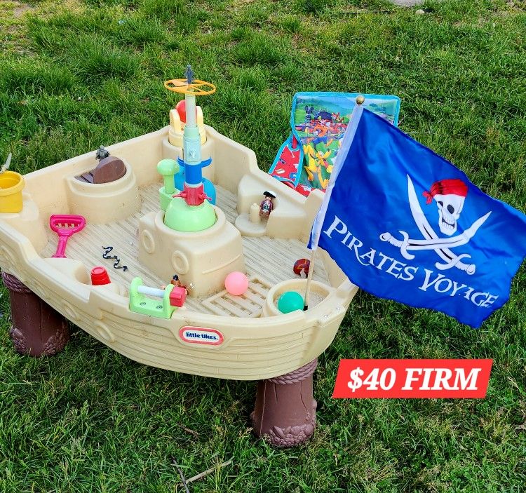 Large Water/sand Table W Toys & Chair 
