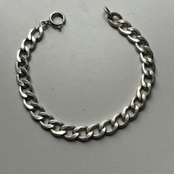 Vintage Curb Cuban Link Silver Bracelet 
