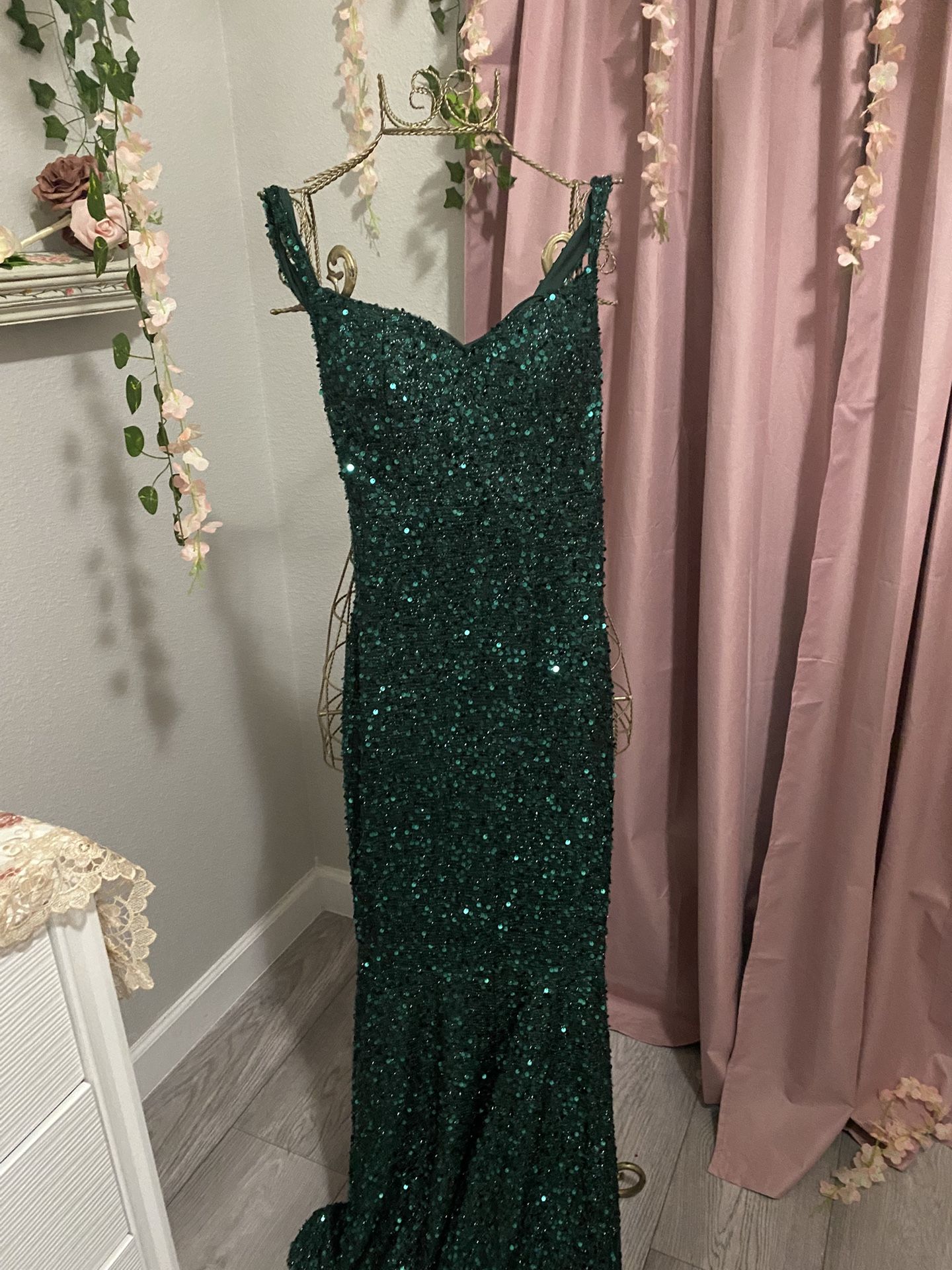 Green Shiny Prom Dress