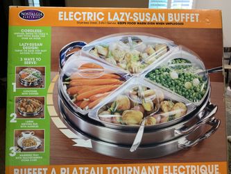 Nostalgia Electrics Cordless Lazy Susan | Buffet Server - use 3 different ways. New old stock in box
