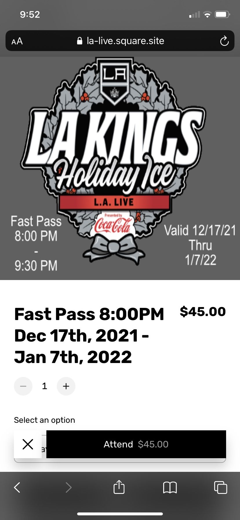 4* Tickets To Ice Skating - LA Kings Holiday Ice - Staples Center