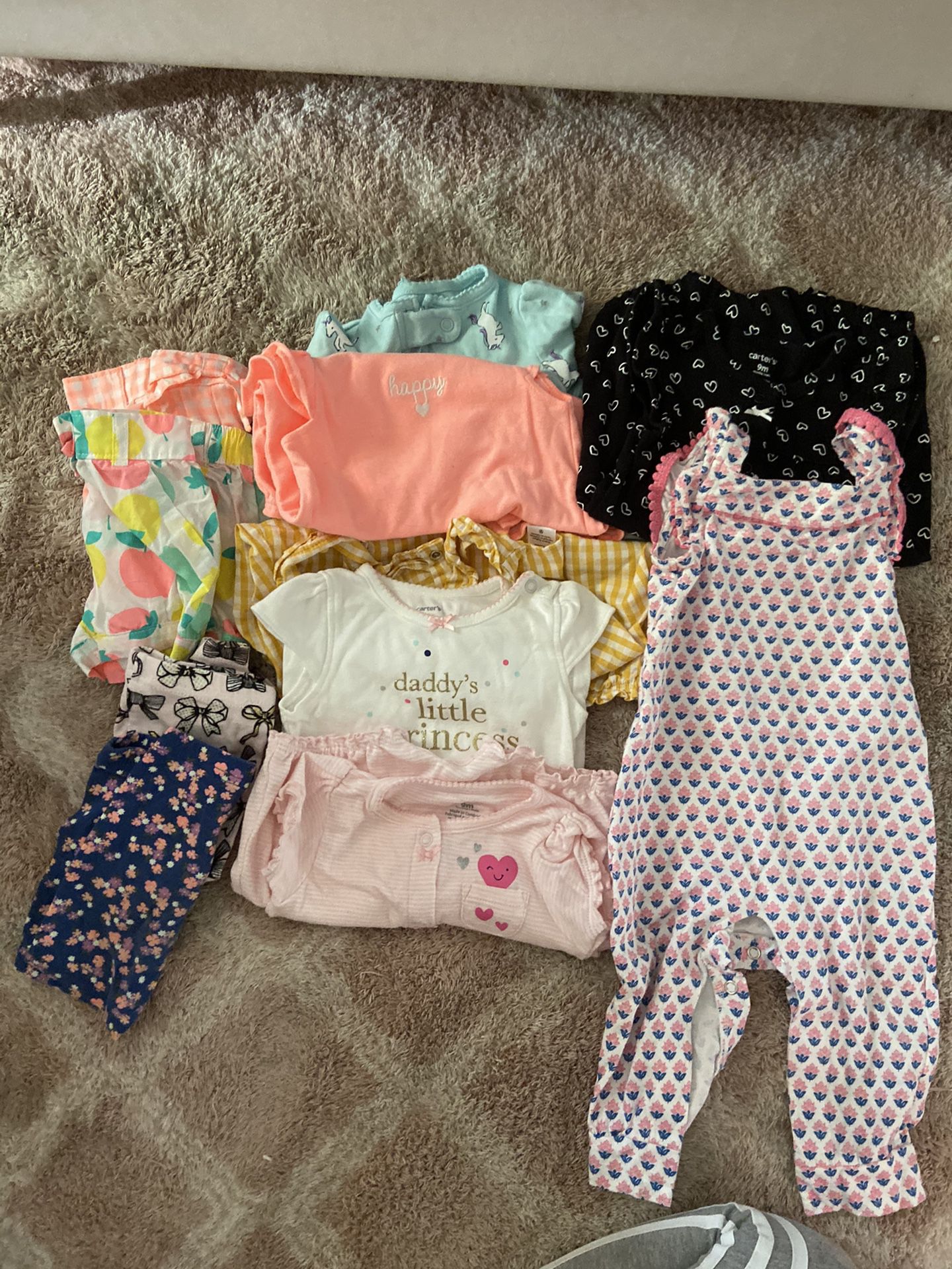 Baby clothes. Rompers, onesies, shorts,pants. 9m