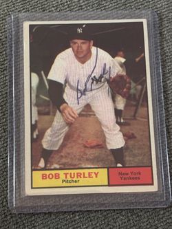 Bob Turley 1961 Topps Yankees  autographed card
