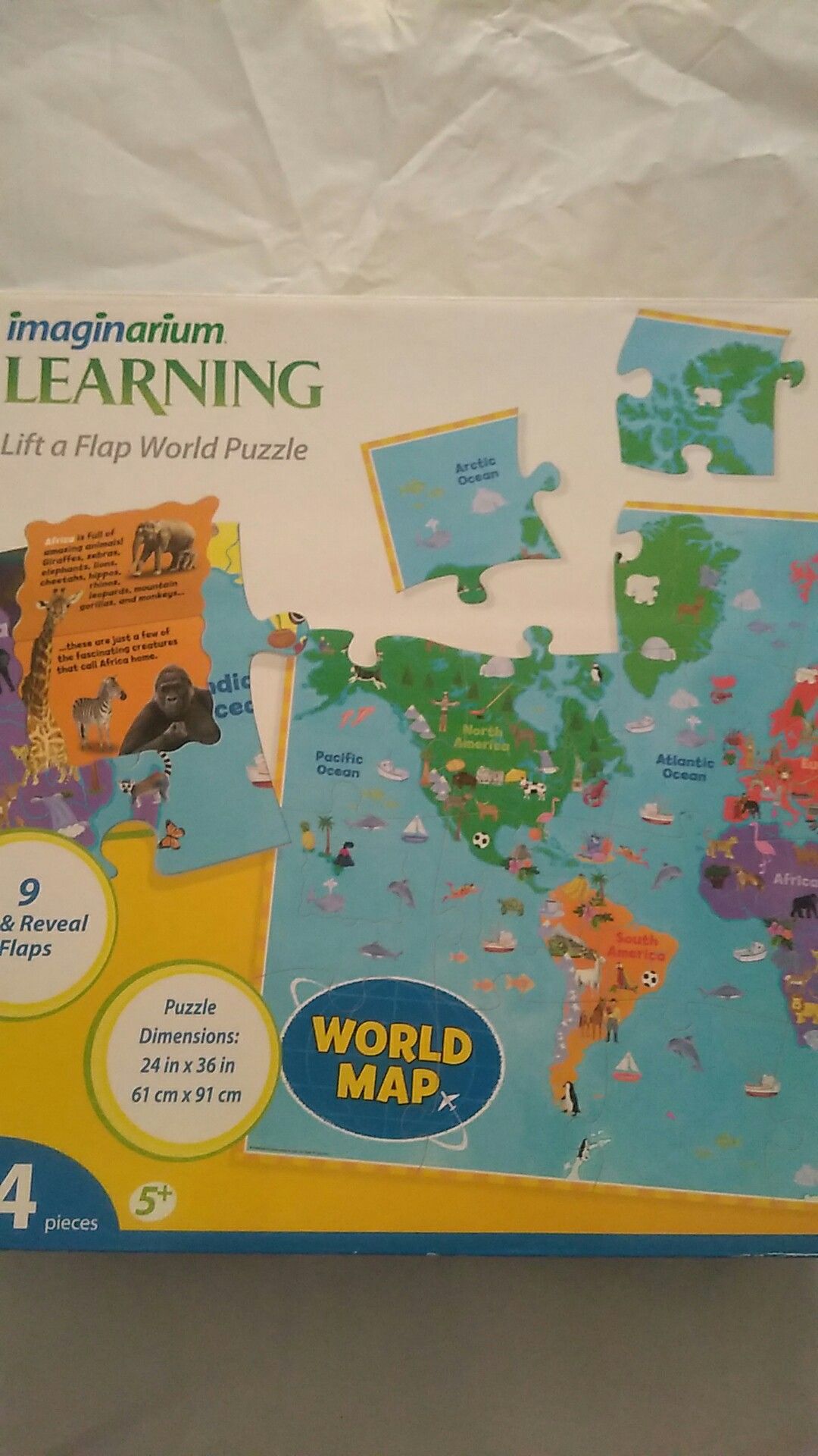 Imagination learning world map lift a flap puzzle