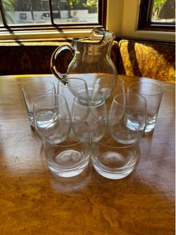 Glass Pitcher & Drinking Glasses Set — Pitcher + 9 Glasses