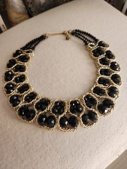 Black And Beaded Collar Necklace