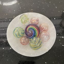 Collection of Art Glass Marbles Vibrant Swirl and Ribbon Pattern 