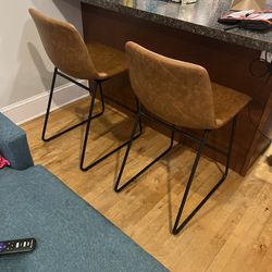 Threshold Counter Height Faux Leather Stools (2)