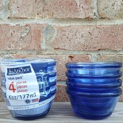 Anchor Hocking Essentials Cobalt Blue 6 Oz Custard Cups 