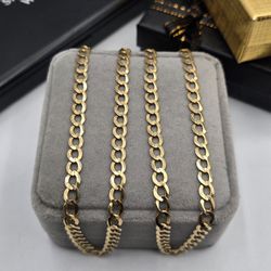 Solid 14kt Gold Cuban Curb Link Chain Cadena Cuban De Oro Solido 14k