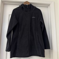 Columbia Women’s Long Hooded Fleece Jacket – Black, Size L