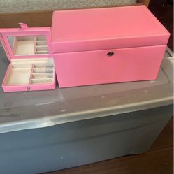 Pink Leather Jewelry Box 