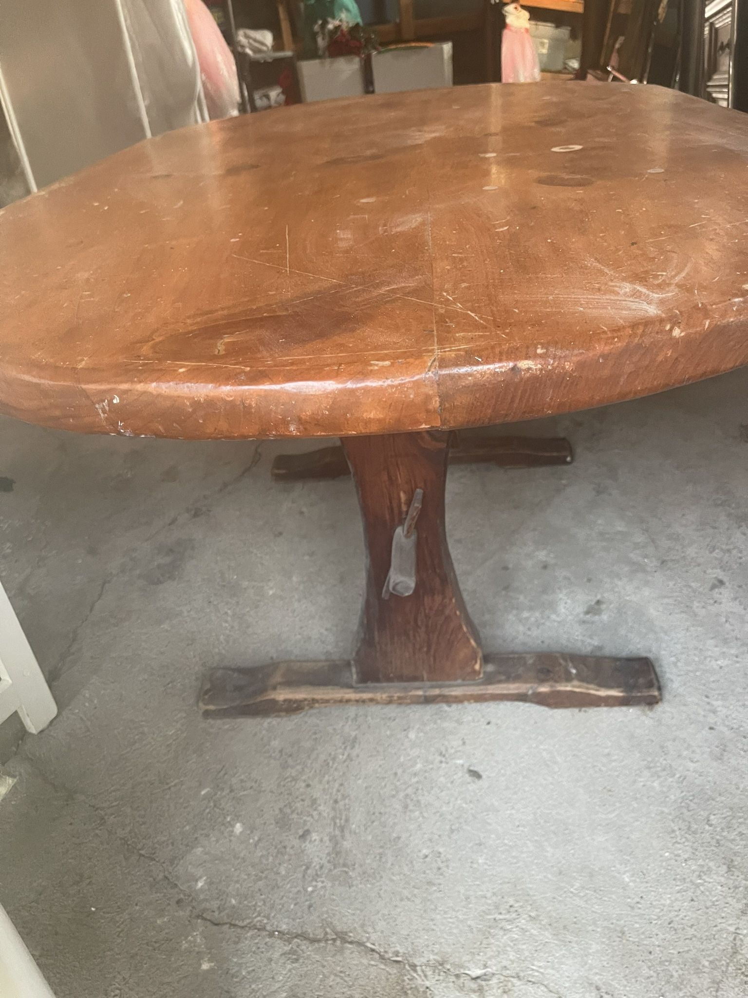 Antique Wood Table & 6 Chairs $175