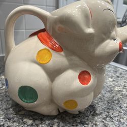 Antique Soap Painted Pig Pitcher