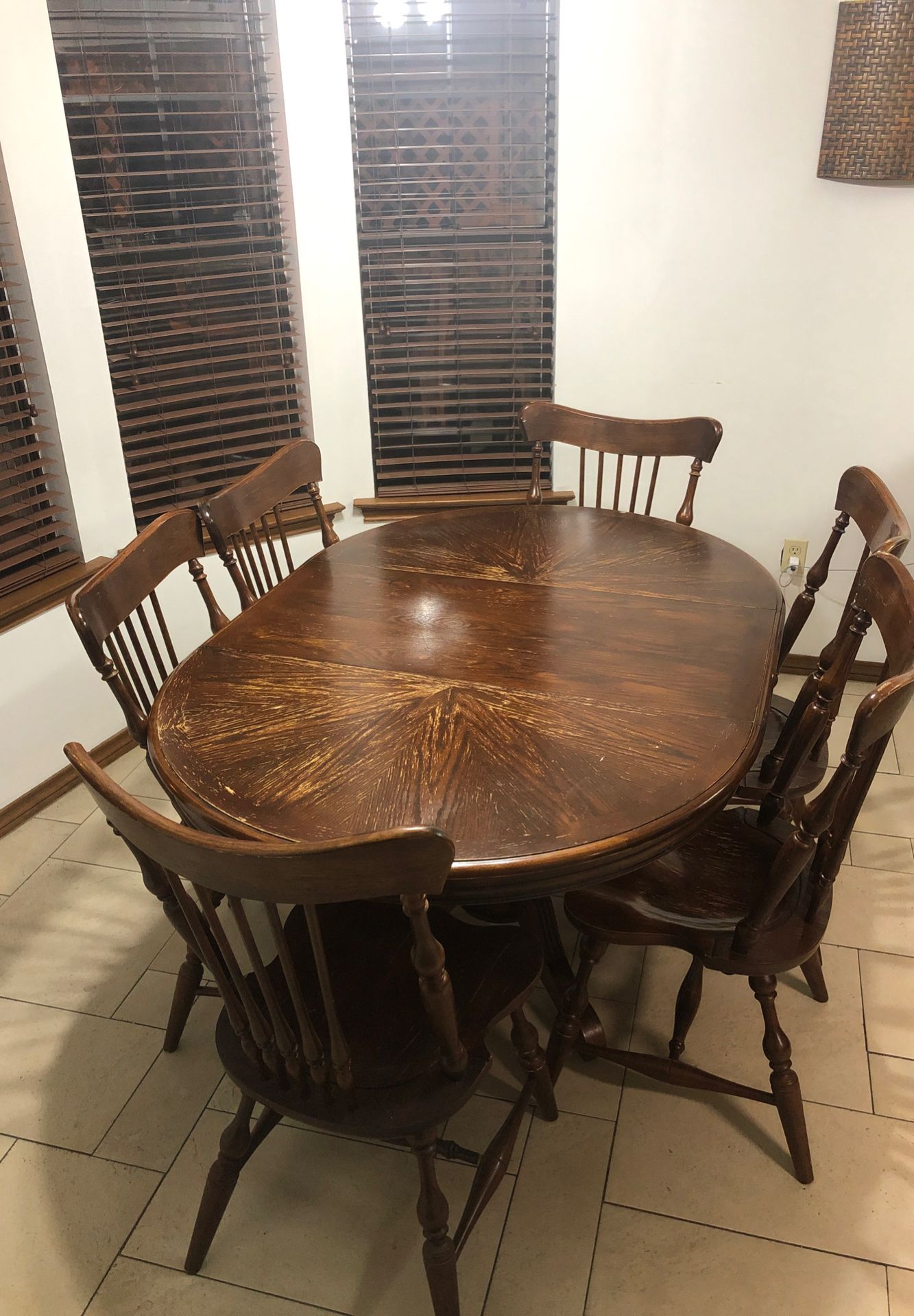 Dining table + six chairs