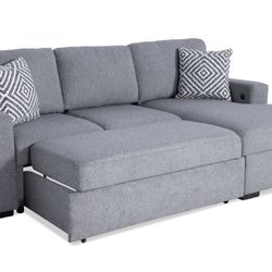 In stock Playday Gray 93'' 2 Piece Right Arm Facing Pop-Up Sleeper Chaise Sectional with USB & USB-C Ports